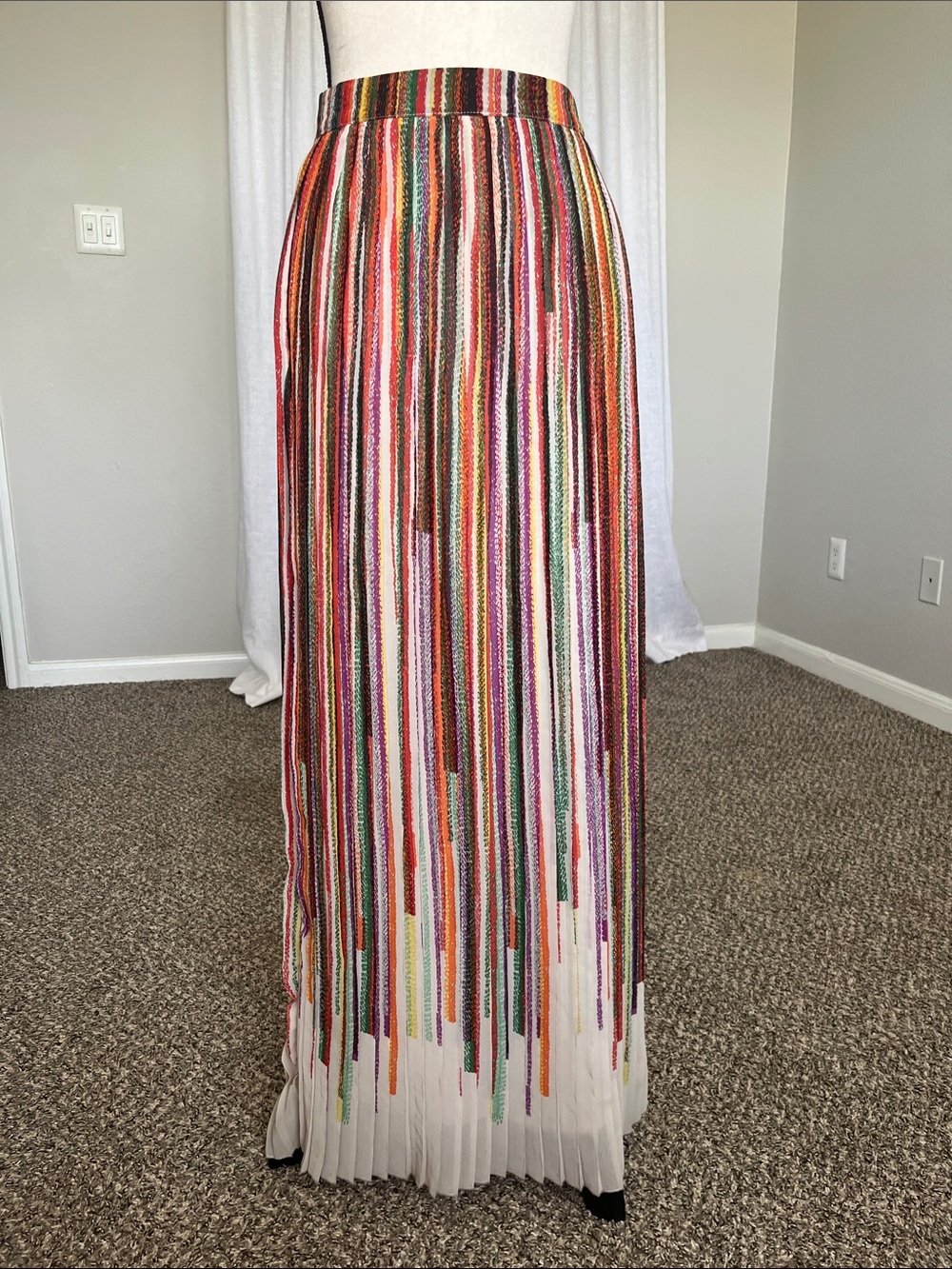 SABINE Multi Colored Rainbow Pleated Maxi Skirt Size Small